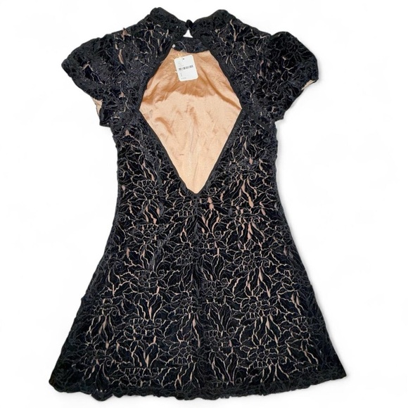 Free People Hide & Seek Black Velvety Mini Dress Whimsygoth Women’s Size 2 NWT - Picture 9 of 11